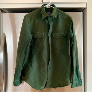 J. Crew moleskin shirt, hunter green, size S